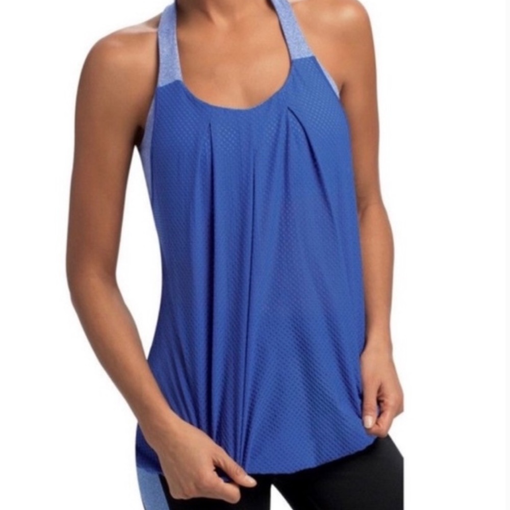 CAbi 803 Small Active Sports Bra Tank 2 In 1 Blue Top